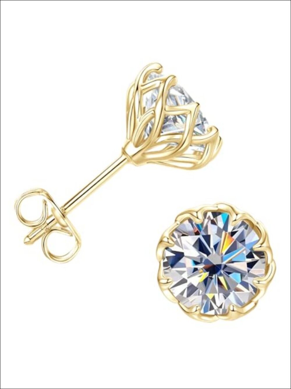 14K Gold Filled Solitaire Stud Earrings Channel Set Moissanite Women Jewelry